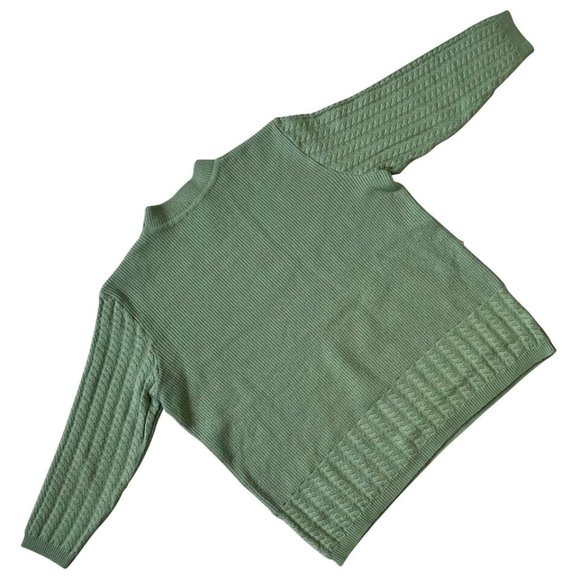 Création Atelier GP (Germany) Cable Knit Wool Pullover Green (James Galanos) : L - Picture 2 of 6